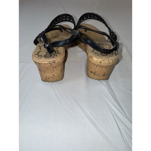 Mudd Black Wedge Strappy Sandals 9M - Picture 5 of 6